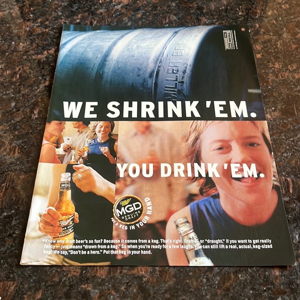 Vtg 1999 miller genuine draft MGD beer ad